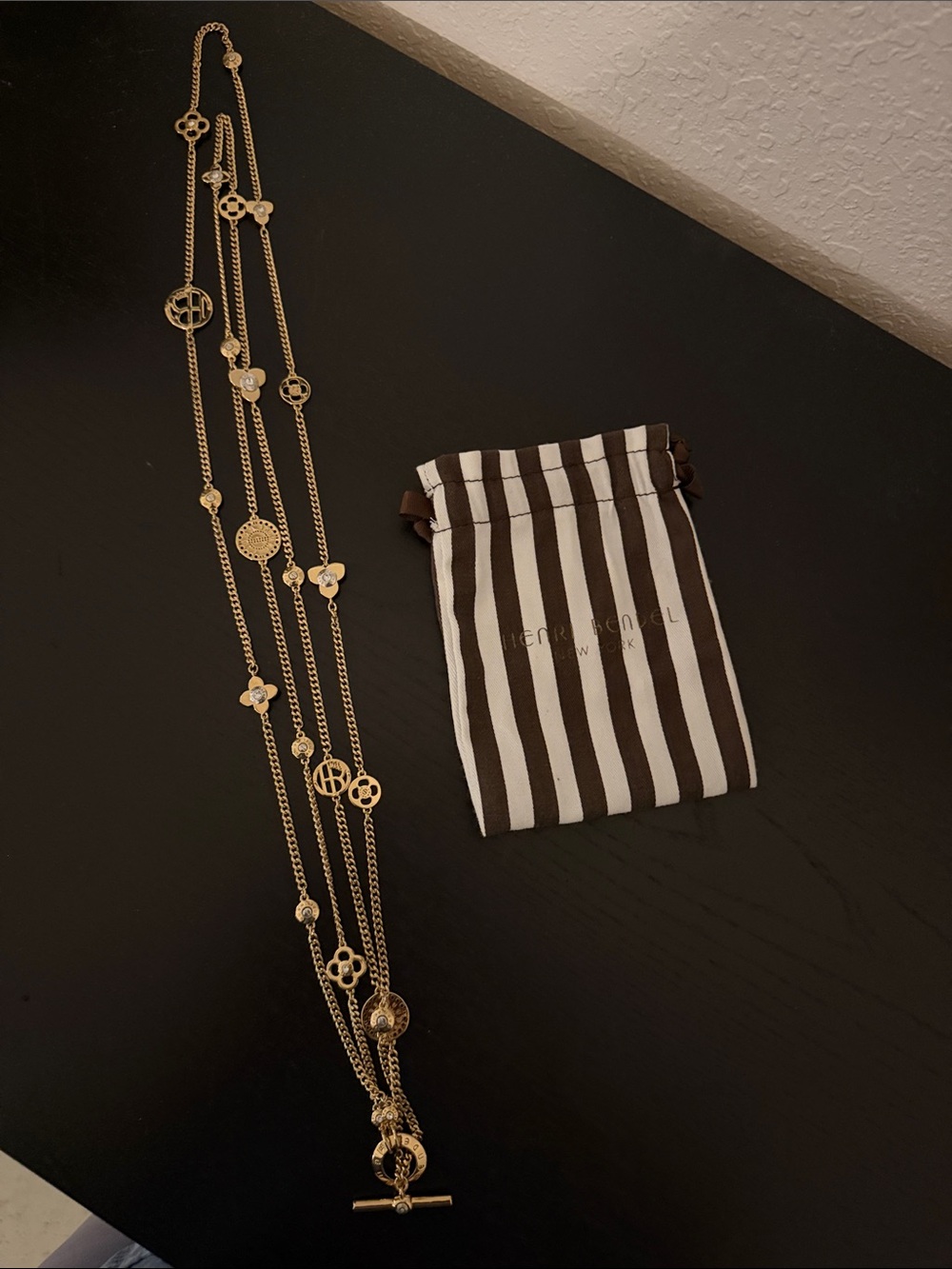 henri bendel Gold Multi-Chain Floral Station Necklace